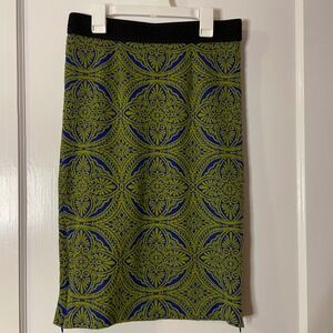 Maeve Anthropologie Green Blue Knit Pencil Skirt Small Patterned